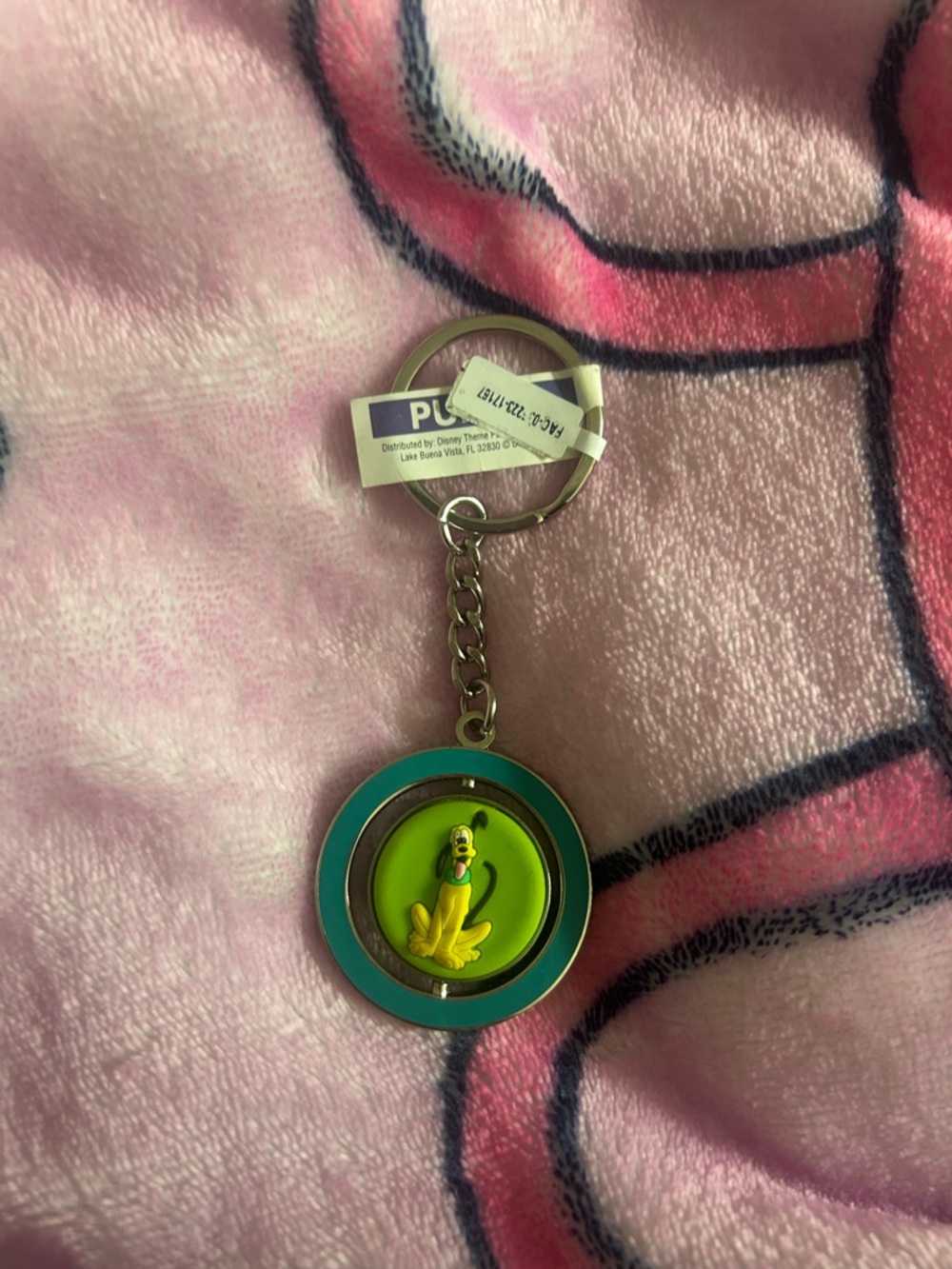 Disney Pluto Enamel Spinning Keyring - Lime & Yellow